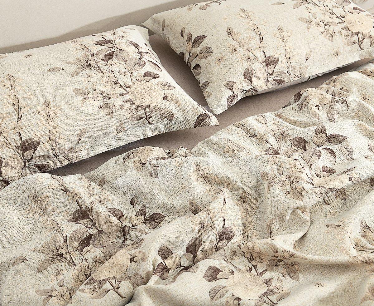 Floral Bouquet Comforter Set on a bed with a neutral background