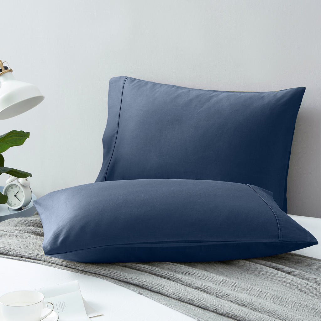 Blue Grey Pillow Case Pair