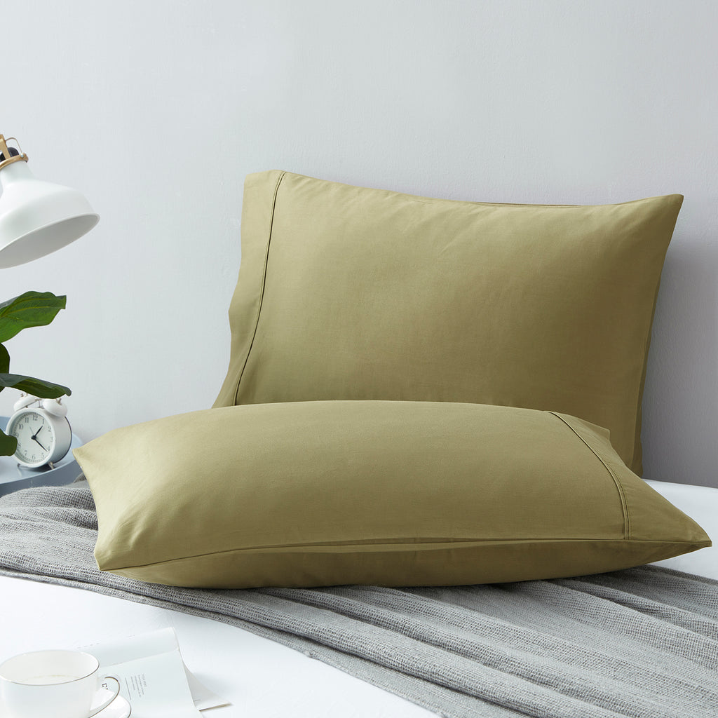 Olive Green Pillow Case Pair