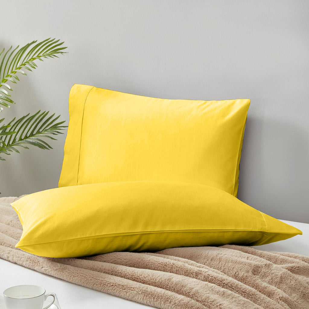 Yellow Organic Cotton 500 TC Pillowcase Pair