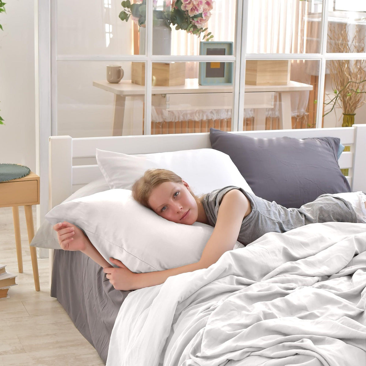 Premium Bamboo & Linen Duvet Cover Set - White | King Size | Breathable & Soft Luxury - New Season Naturally Yours