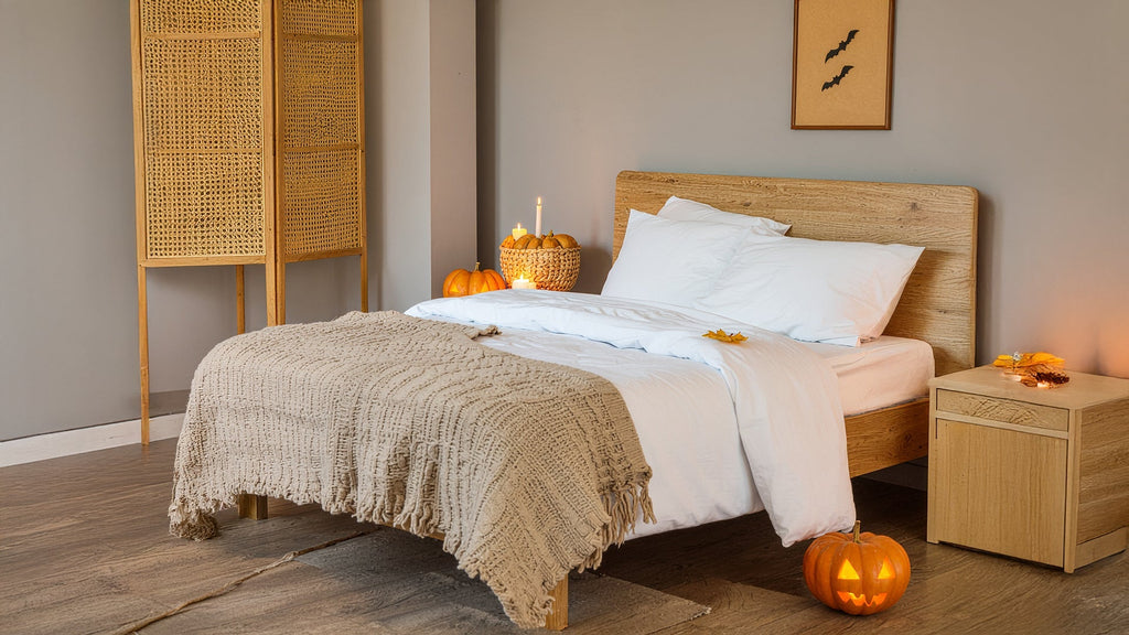 🎃 Hauntingly Cozy — How to Style a Warm, Elegant Bedroom for Halloween