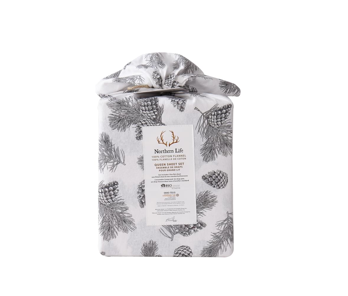 Flannel Printed Pine Cones Sheet Set - NLS.