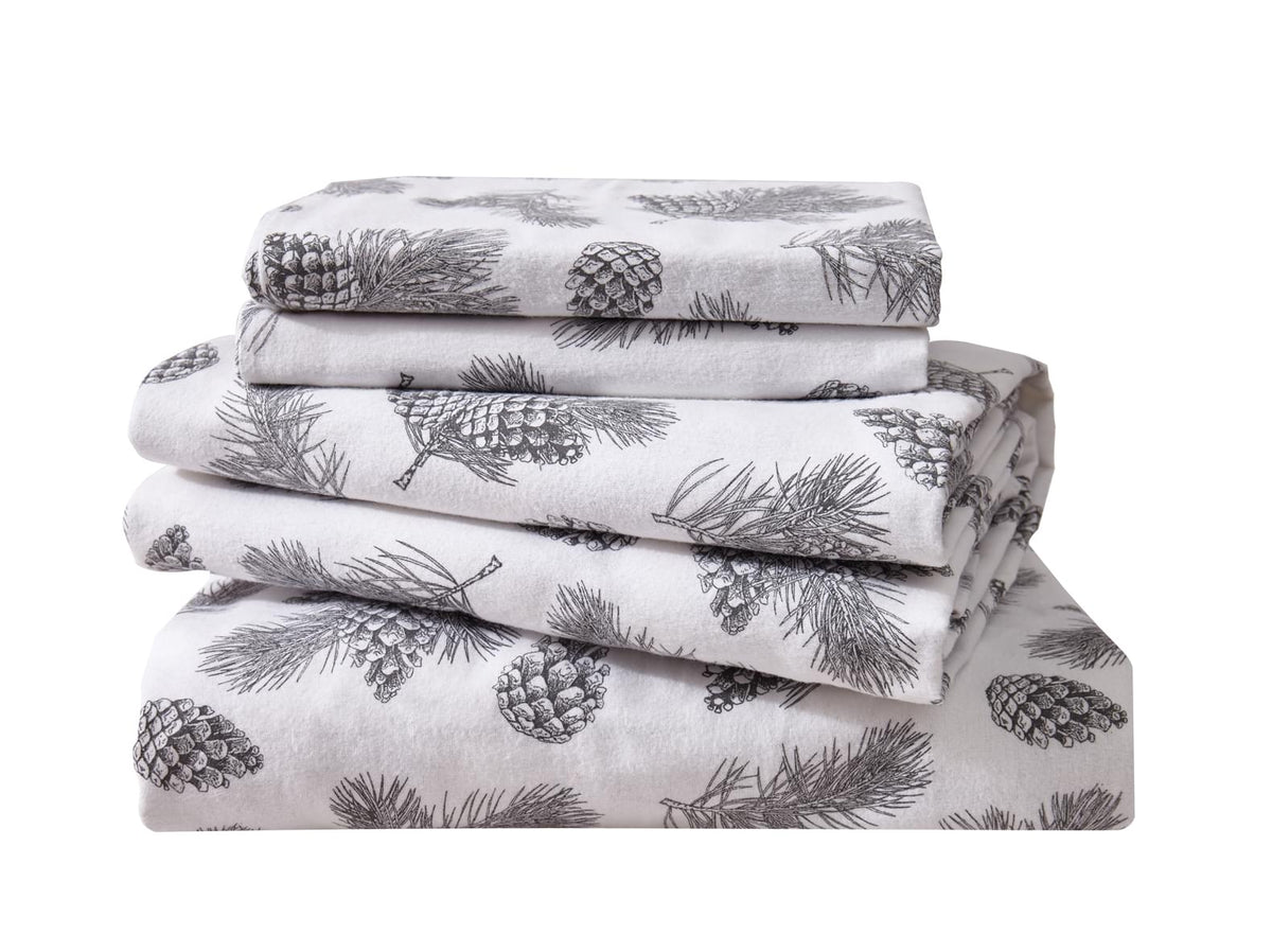 Flannel Printed Pine Cones Sheet Set - NLS.