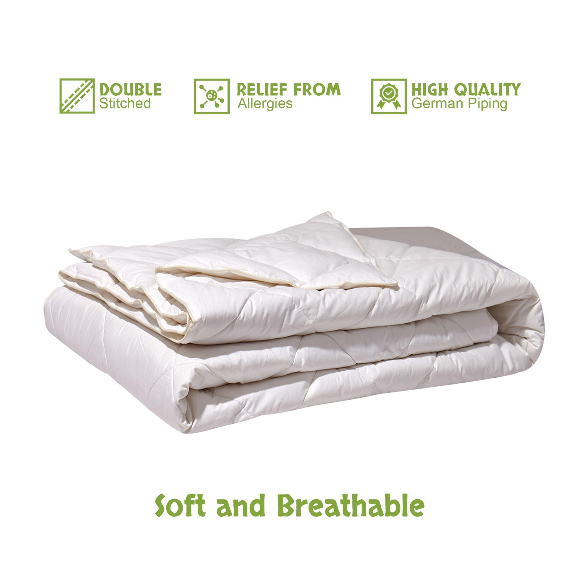 Premium Australian Double Layer Wool Blanket – Merino Sheep Duvet – Ivory Plaid