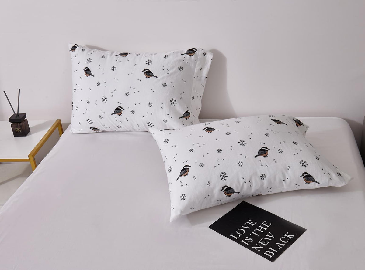 Flannel Printed Chickadees Sheet Set - NLS.