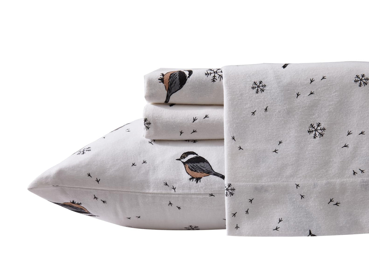 Flannel Printed Chickadees Sheet Set - NLS.