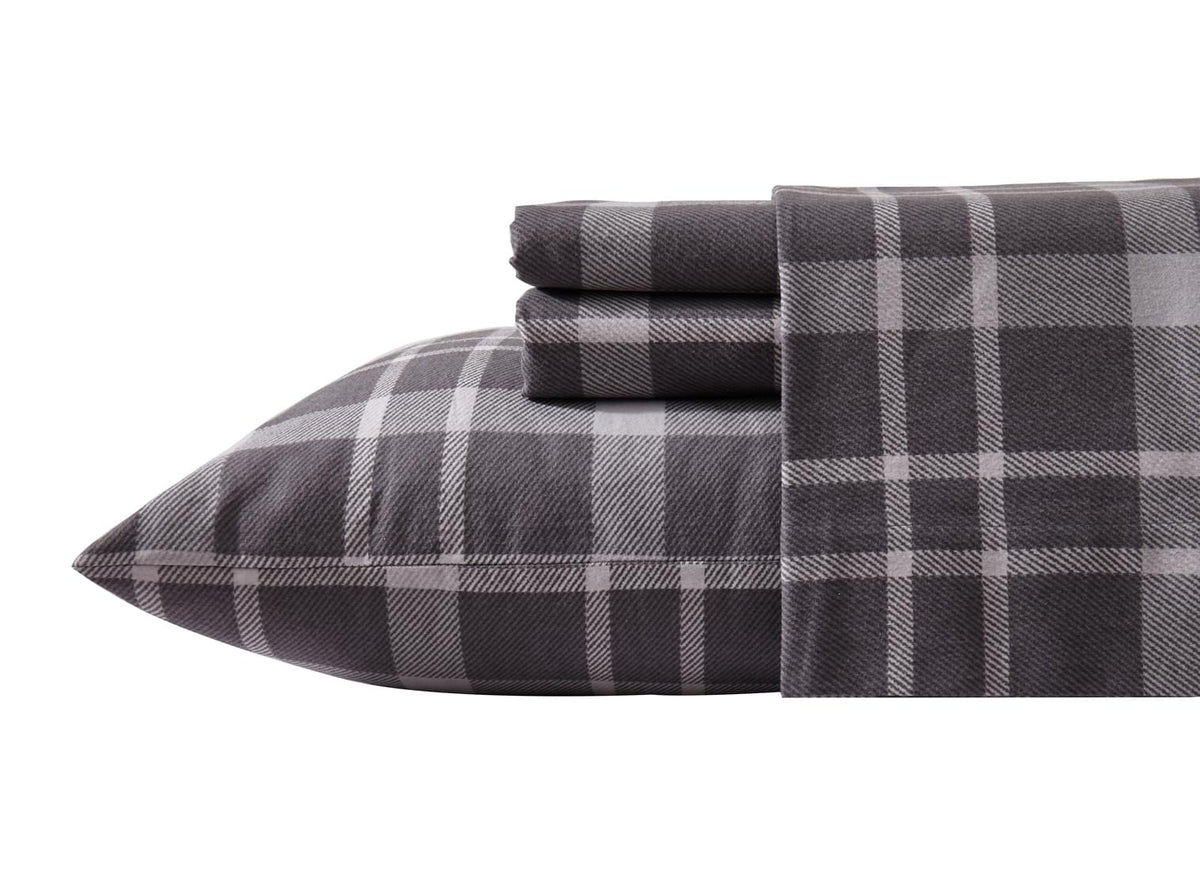 Flannel Printed Toasty Plaid Multi Grey Sheet Set - New Season Naturally Yours