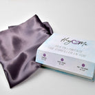 Silk pillowcase and packaging on a white background