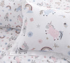 Children's bedding set with Organic Cotton Printed Unicorn Duvet Cover Set on a white background