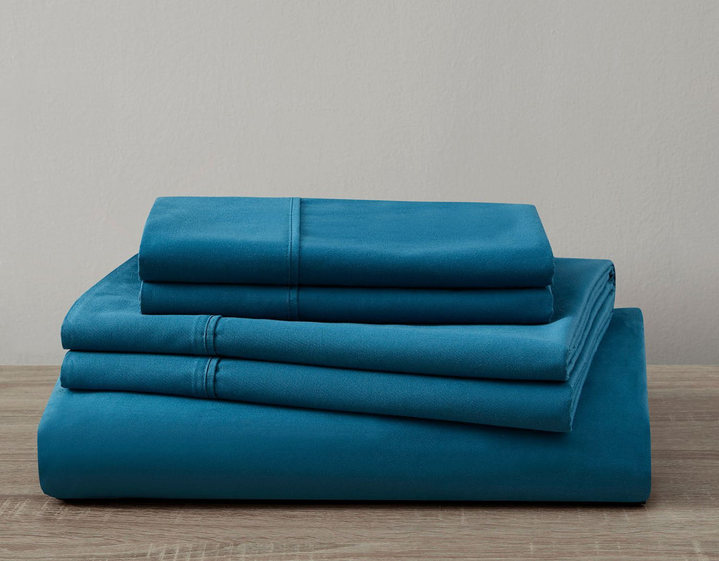 600 Thread Count Cotton Midnight Blue Bed Sheet Set