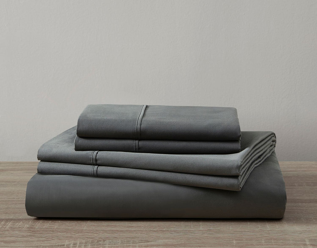 600 Thread Count Cotton Volcanic Ash Bed Sheet Set Folded