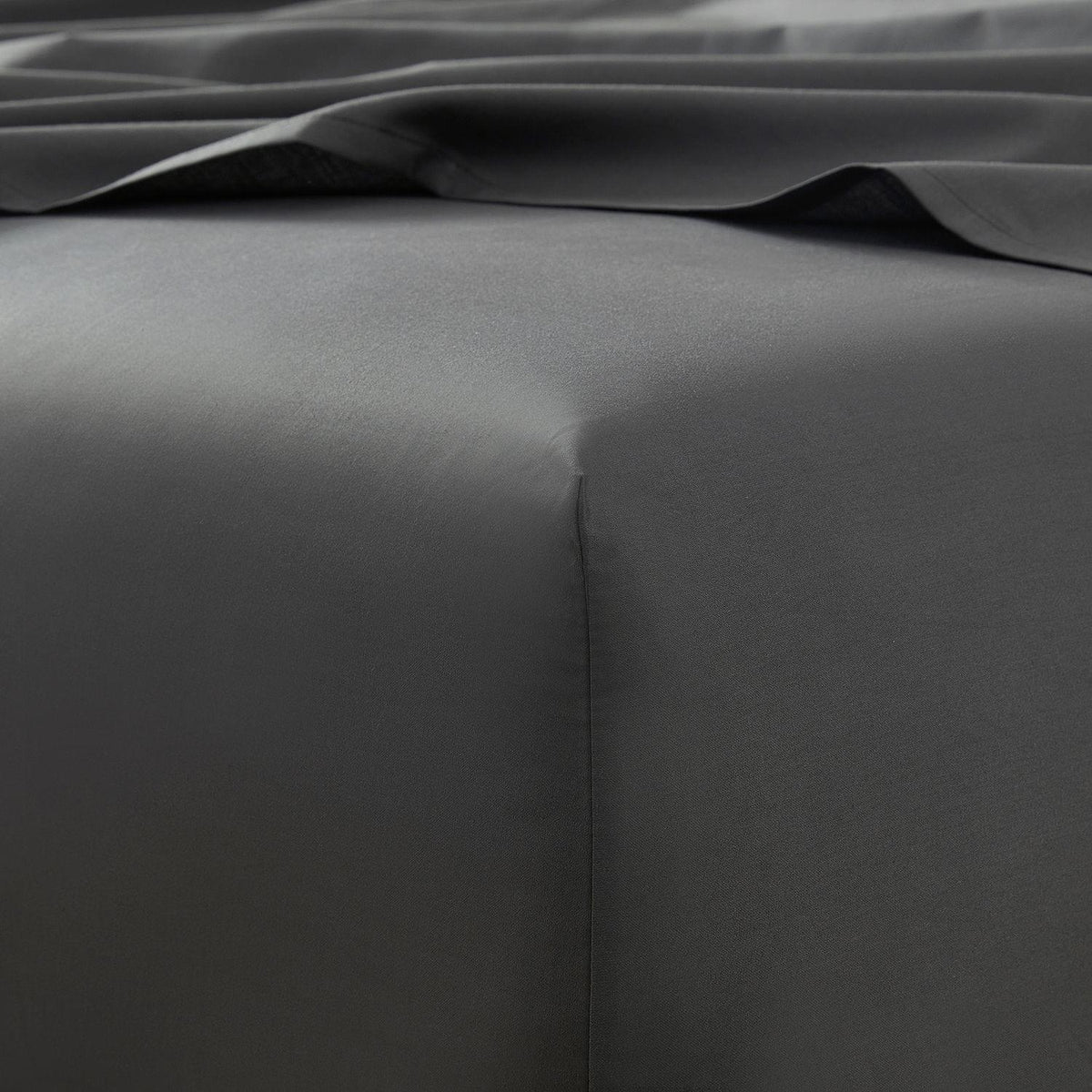 Dark gray satin fabric with a subtle texture