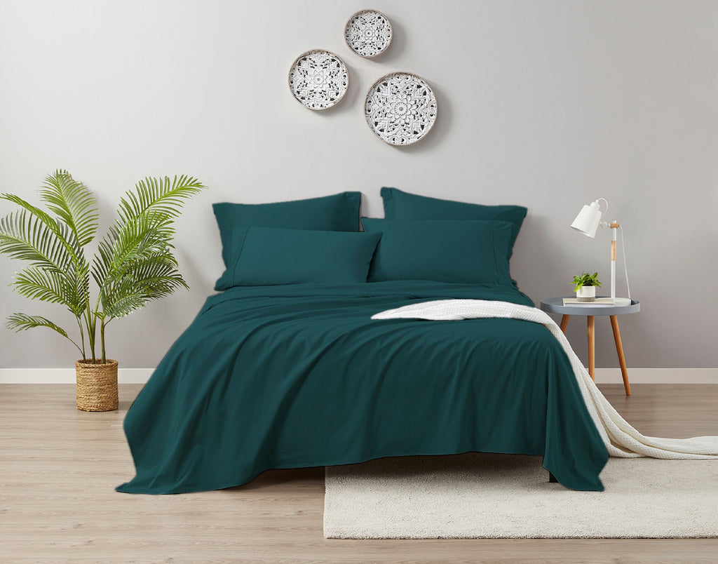 600 Thread Count Cotton Spruce Green Bed Sheet Set