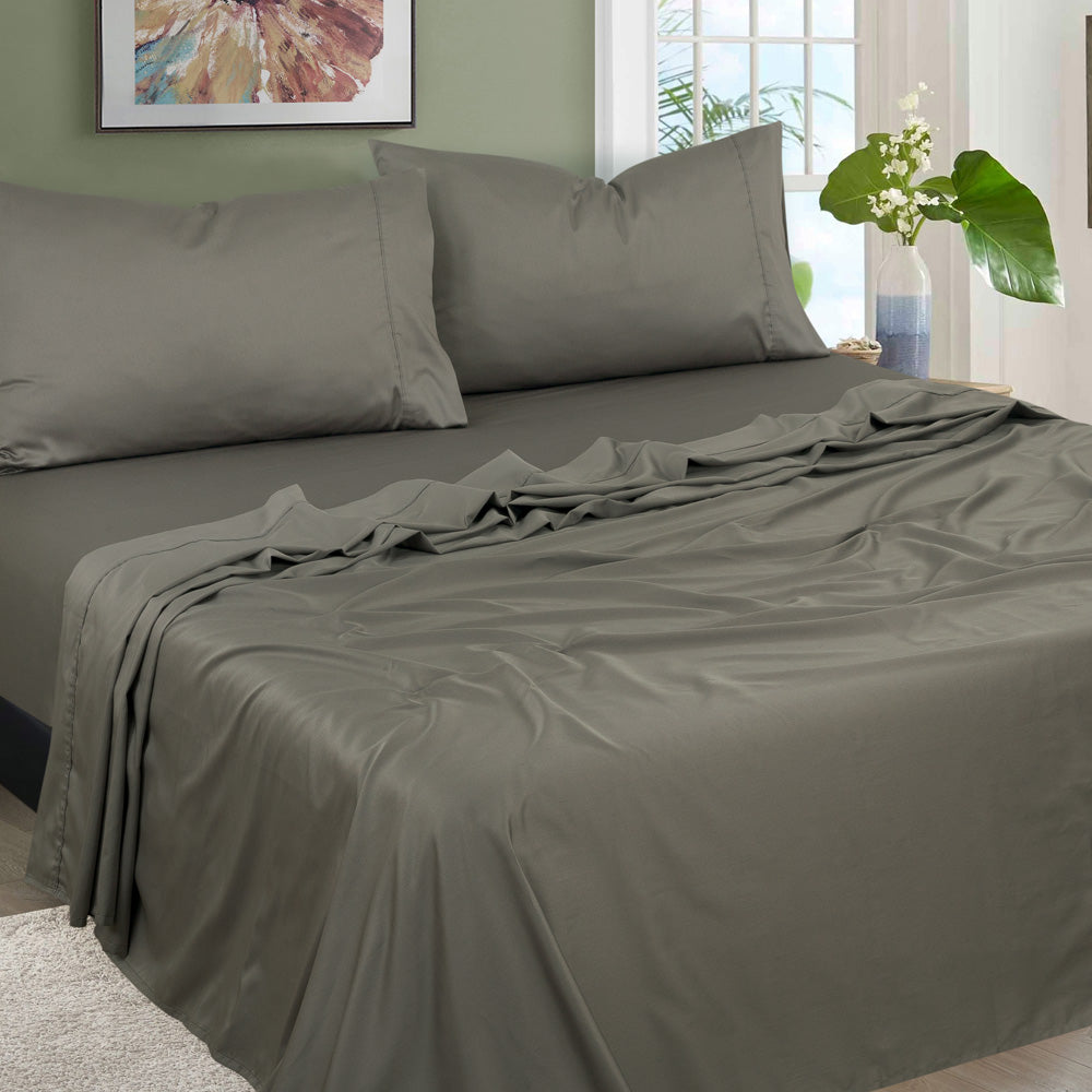 Ash Gery Solitude Organic Cotton Bed Sheet Set