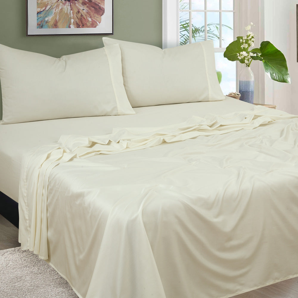 White Solitude Organic Cotton Bed Sheet Set