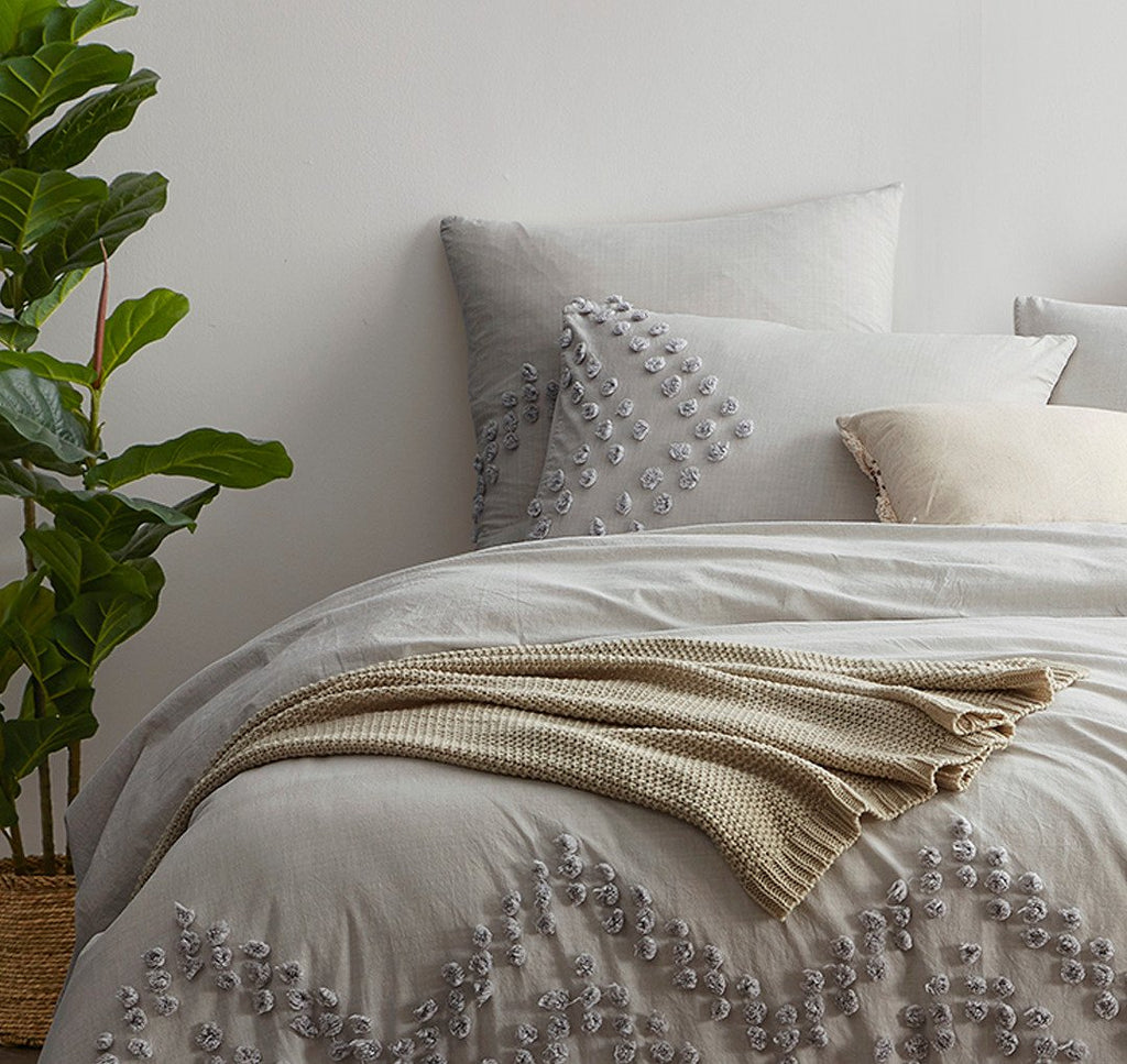 Tufted Chevron Jacquard Duvet Cover Set.