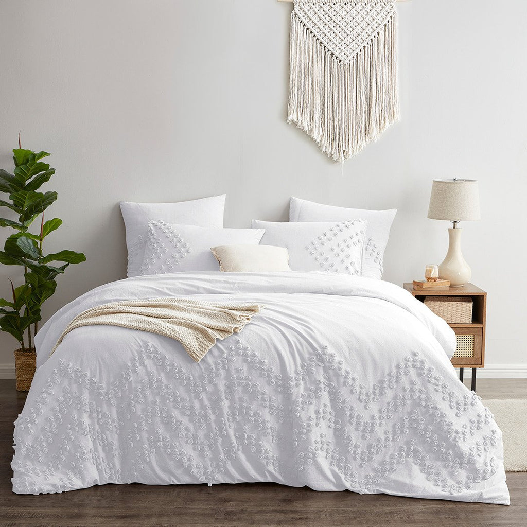 Tufted Chevron Jacquard Duvet Cover Set.